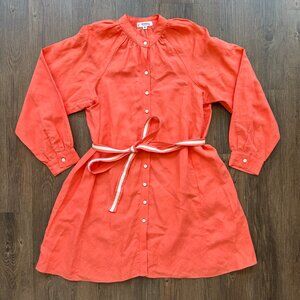Lemlem Linen Blend Meaza Dress in Coral - Size S
